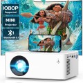 GCZ 1080P Projector with 5.1 Bluetooth, Movie Projector For Smart Phone, Compatible with TV Stick/Phone/ HDMI/ USB/ TF(White)