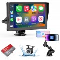 Wireless Car play Screen for Car, Car Stereo Compatable with Apple CarPlay and Android Auto,9" HD Portable Bluetooth CarPlay Touch Screen for Car, with Backup Camera for All Cars