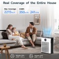 AIRFIRE Air Purifiers for Home up to 2215 Sq.ft, H14 HEPA Filter WiFi Air Purifier for Pet Owners, Allergies and Asthma Suffers, Pollen, Wildfire, With Washable Filter, AP404, White