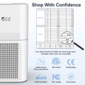 GCZ Air Purifiers for Allergies and Asthma, 1850 Sq. ft Smart WiFi Air Purifier for Large Rooms, H13 True HEPA Filter Remove 99.97% Home Bedroom Odor, Pets, Dander, Smoke, Dust, Mold