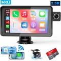 Portable Apple Carplay Screen for Car, 7" Wireless Apple Carplay & Android Auto,2.5K Dash Cam,1080p Backup Camera, Car Audio Receivers GPS Navigation Mirror Link, Bluetooth,FM, Siri