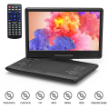 14'' Rechargeable Portable DVD Player for Car with Swivel Screen and Remote Control, Support USB TF Card 1080P-Black