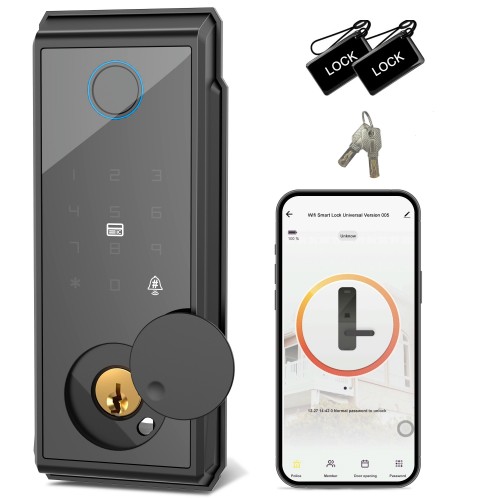 GCZ Smart Door Lock with Touchscreen Keypad, WIFI Keyless Entry Door Lock with APP Control, IC Card, and IP65 Waterproof for Home, Office(Black)