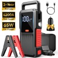 【2025 New】4200A 27000mAh Jump Starter | 10L Diesel & All Gas, 65W Car Charger & QC3.0 Fast Charge, GCZ 12 V Jump Box with LED Display