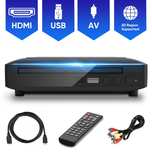GCZ Mini HDMI DVD Player for TV, CD Player for Home with USB Input and AV Coaxial Output, Include Remote Control GCZ Mini HDMI DVD Player for TV, CD Player for Home with USB Input and AV Coaxial Output, Include Remote Control