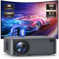 5G Wifi Projector with Bluetooth Native 1080P Projector, Full HD Projector Supported 4K , LCD Technology Home Theater Projector with HDMI Black