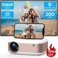 GCZ 1080P Projector with 5G WIFI and 5.1 Bluetooth, Full HD Movie Projector Support Sync Smart Phone by WIFI/ USB, 180'' Display For Home Theater