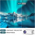 GCZ 1080P Projector with 5.1 Bluetooth, Movie Projector For Smart Phone, Compatible with TV Stick/Phone/ HDMI/ USB/ TF(White)