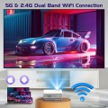 GCZ 1080P Projector with 5G WIFI and 5.1 Bluetooth, Full HD Movie Projector Support Sync Smart Phone by WIFI/ USB, 180'' Display For Home Theater