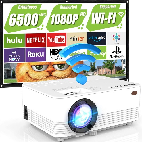WiFi Projector, POYANK Upgraded 6500Lumens Portable Mini Projector, Full HD 1080P and 200” Display Supported, Compatible with Phone/TV Stick/HDMI/AV/USB/TF/VGA